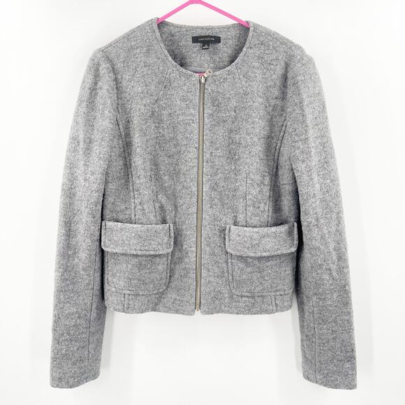 ANN TAYLOR Blazer Size Medium Wool Blend Gray Business Casual Office Work Career - Picture 1 of 13